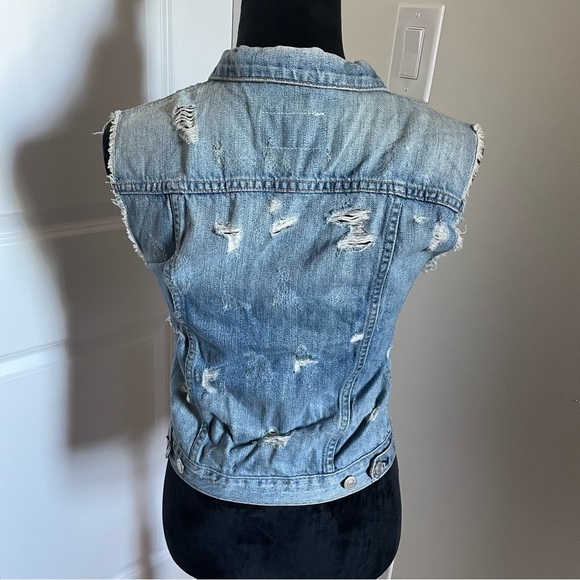 Rag & Bone/Jean Light Blue Cut Off Distressed Denim Vest EUC Size Extra Small - Picture 7 of 12